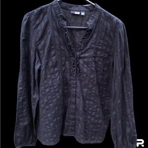 a.n.a.™️ a new approach black ruffled blouse XL 100% cotton Made in Indonesia
